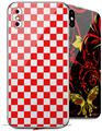 2 Decal style Skin Wraps set compatible with Apple iPhone X and XS Checkered Canvas Red and White