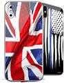 2 Decal style Skin Wraps set compatible with Apple iPhone X and XS Union Jack 01