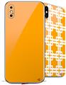 2 Decal style Skin Wraps set compatible with Apple iPhone X and XS Solids Collection Orange