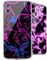 2 Decal style Skin Wraps set compatible with Apple iPhone X and XS Twisted Garden Hot Pink and Blue