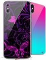 2 Decal style Skin Wraps set compatible with Apple iPhone X and XS Twisted Garden Purple and Hot Pink