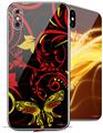 2 Decal style Skin Wraps set compatible with Apple iPhone X and XS Twisted Garden Red and Yellow