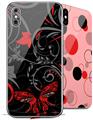 2 Decal style Skin Wraps set compatible with Apple iPhone X and XS Twisted Garden Gray and Red