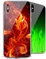 2 Decal style Skin Wraps set compatible with Apple iPhone X and XS Fire Flower