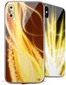 2 Decal style Skin Wraps set compatible with Apple iPhone X and XS Mystic Vortex Yellow