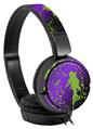 Decal style Skin Wrap for Sony MDR ZX110 Headphones Halftone Splatter Green Purple (HEADPHONES NOT INCLUDED)