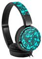 Decal style Skin Wrap for Sony MDR ZX110 Headphones Scattered Skulls Neon Teal (HEADPHONES NOT INCLUDED)