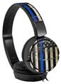 Decal style Skin Wrap for Sony MDR ZX110 Headphones Painted Faded Cracked Blue Line Stripe USA American Flag (HEADPHONES NOT INCLUDED)