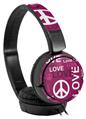 Decal style Skin Wrap for Sony MDR ZX110 Headphones Love and Peace Hot Pink (HEADPHONES NOT INCLUDED)