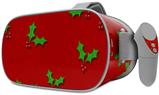 Decal style Skin Wrap compatible with Oculus Go Headset - Christmas Holly Leaves on Red (OCULUS NOT INCLUDED)