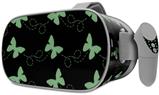 Decal style Skin Wrap compatible with Oculus Go Headset - Pastel Butterflies Green on Black (OCULUS NOT INCLUDED)