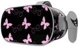 Decal style Skin Wrap compatible with Oculus Go Headset - Pastel Butterflies Pink on Black (OCULUS NOT INCLUDED)