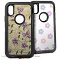 2x Decal style Skin Wrap Set compatible with Otterbox Defender iPhone X and Xs Case - Flowers and Berries Purple (CASE NOT INCLUDED)