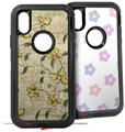2x Decal style Skin Wrap Set compatible with Otterbox Defender iPhone X and Xs Case - Flowers and Berries Yellow (CASE NOT INCLUDED)