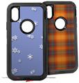 2x Decal style Skin Wrap Set compatible with Otterbox Defender iPhone X and Xs Case - Snowflakes (CASE NOT INCLUDED)