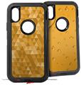 2x Decal style Skin Wrap Set compatible with Otterbox Defender iPhone X and Xs Case - Triangle Mosaic Orange (CASE NOT INCLUDED)