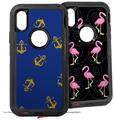 2x Decal style Skin Wrap Set compatible with Otterbox Defender iPhone X and Xs Case - Anchors Away Blue (CASE NOT INCLUDED)