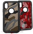 2x Decal style Skin Wrap Set compatible with Otterbox Defender iPhone X and Xs Case - Camouflage Brown (CASE NOT INCLUDED)