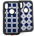 2x Decal style Skin Wrap Set compatible with Otterbox Defender iPhone X and Xs Case - Squared Navy Blue (CASE NOT INCLUDED)