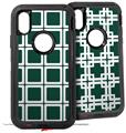 2x Decal style Skin Wrap Set compatible with Otterbox Defender iPhone X and Xs Case - Squared Hunter Green (CASE NOT INCLUDED)