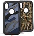 2x Decal style Skin Wrap Set compatible with Otterbox Defender iPhone X and Xs Case - Camouflage Blue (CASE NOT INCLUDED)