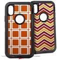 2x Decal style Skin Wrap Set compatible with Otterbox Defender iPhone X and Xs Case - Squared Burnt Orange (CASE NOT INCLUDED)