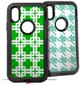 2x Decal style Skin Wrap Set compatible with Otterbox Defender iPhone X and Xs Case - Boxed Green (CASE NOT INCLUDED)