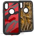 2x Decal style Skin Wrap Set compatible with Otterbox Defender iPhone X and Xs Case - Camouflage Red (CASE NOT INCLUDED)