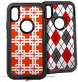 2x Decal style Skin Wrap Set compatible with Otterbox Defender iPhone X and Xs Case - Boxed Red (CASE NOT INCLUDED)