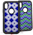 2x Decal style Skin Wrap Set compatible with Otterbox Defender iPhone X and Xs Case - Boxed Royal Blue (CASE NOT INCLUDED)