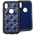 2x Decal style Skin Wrap Set compatible with Otterbox Defender iPhone X and Xs Case - Wavey Navy Blue (CASE NOT INCLUDED)