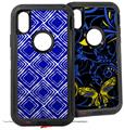 2x Decal style Skin Wrap Set compatible with Otterbox Defender iPhone X and Xs Case - Wavey Royal Blue (CASE NOT INCLUDED)