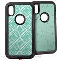 2x Decal style Skin Wrap Set compatible with Otterbox Defender iPhone X and Xs Case - Wavey Seafoam Green (CASE NOT INCLUDED)