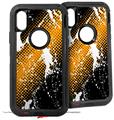 2x Decal style Skin Wrap Set compatible with Otterbox Defender iPhone X and Xs Case - Halftone Splatter White Orange (CASE NOT INCLUDED)