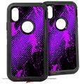 2x Decal style Skin Wrap Set compatible with Otterbox Defender iPhone X and Xs Case - Halftone Splatter Hot Pink Purple (CASE NOT INCLUDED)