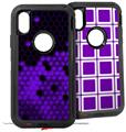 2x Decal style Skin Wrap Set compatible with Otterbox Defender iPhone X and Xs Case - HEX Purple (CASE NOT INCLUDED)