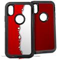2x Decal style Skin Wrap Set compatible with Otterbox Defender iPhone X and Xs Case - Ripped Colors Red White (CASE NOT INCLUDED)