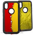 2x Decal style Skin Wrap Set compatible with Otterbox Defender iPhone X and Xs Case - Ripped Colors Red Yellow (CASE NOT INCLUDED)