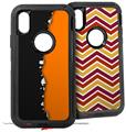 2x Decal style Skin Wrap Set compatible with Otterbox Defender iPhone X and Xs Case - Ripped Colors Black Orange (CASE NOT INCLUDED)