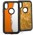 2x Decal style Skin Wrap Set compatible with Otterbox Defender iPhone X and Xs Case - Ripped Colors Orange White (CASE NOT INCLUDED)