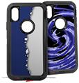 2x Decal style Skin Wrap Set compatible with Otterbox Defender iPhone X and Xs Case - Ripped Colors Blue Gray (CASE NOT INCLUDED)