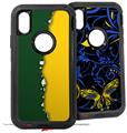 2x Decal style Skin Wrap Set compatible with Otterbox Defender iPhone X and Xs Case - Ripped Colors Green Yellow (CASE NOT INCLUDED)