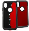 2x Decal style Skin Wrap Set compatible with Otterbox Defender iPhone X and Xs Case - Ripped Colors Black Red (CASE NOT INCLUDED)