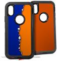 2x Decal style Skin Wrap Set compatible with Otterbox Defender iPhone X and Xs Case - Ripped Colors Blue Orange (CASE NOT INCLUDED)