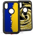2x Decal style Skin Wrap Set compatible with Otterbox Defender iPhone X and Xs Case - Ripped Colors Blue Yellow (CASE NOT INCLUDED)