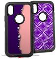 2x Decal style Skin Wrap Set compatible with Otterbox Defender iPhone X and Xs Case - Ripped Colors Purple Pink (CASE NOT INCLUDED)