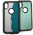 2x Decal style Skin Wrap Set compatible with Otterbox Defender iPhone X and Xs Case - Ripped Colors Gray Seafoam Green (CASE NOT INCLUDED)