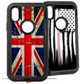 2x Decal style Skin Wrap Set compatible with Otterbox Defender iPhone X and Xs Case - Painted Faded and Cracked Union Jack British Flag (CASE NOT INCLUDED)