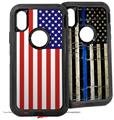 2x Decal style Skin Wrap Set compatible with Otterbox Defender iPhone X and Xs Case - USA American Flag 01 (CASE NOT INCLUDED)