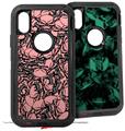 2x Decal style Skin Wrap Set compatible with Otterbox Defender iPhone X and Xs Case - Scattered Skulls Pink (CASE NOT INCLUDED)
